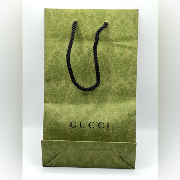 Gucci EMPTY Green Shopping Gift Tote Bag with Handles Floral Pattern 11.2x6.5x2" - Picture 4 of 7